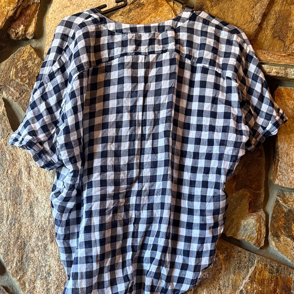 LOFT Navy and White Checkered Top - Picture 5 of 5